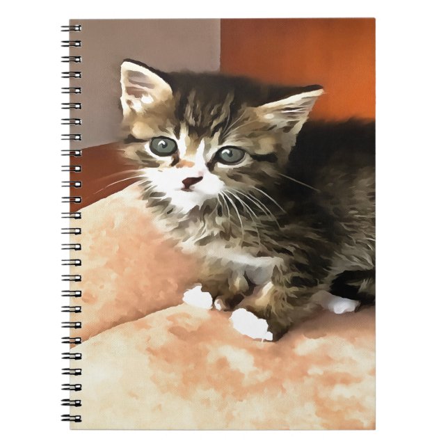 Cuaderno Retrato de Mascota de gatitos de Tabby (Frente)