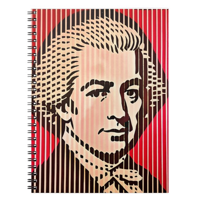 Cuaderno Retrato de Mozart en estilo de ilusión óptica BAUH (Frente)