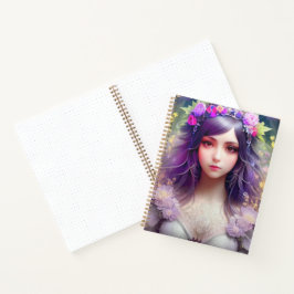 Cuaderno Retrato de mujer hermosa al estilo mucha vintage