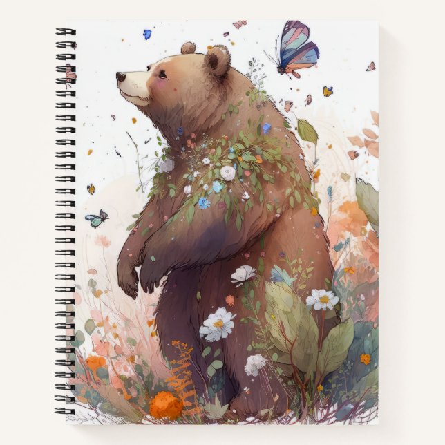 Cuaderno Retrato de oso pardo pintura animal de vida silves (Anverso)