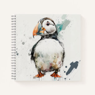 Cuaderno Retrato de pájaro de Puffin pintura animal vida si
