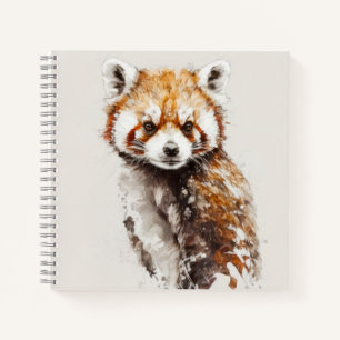 Cuaderno Retrato de Panda Rojo Pintura de Animales Silvestr