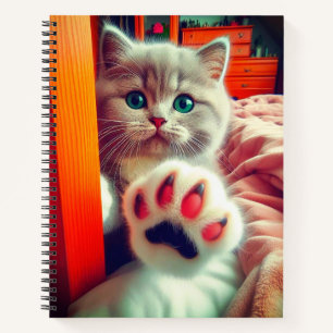 Cuaderno Retrato de pata de gatito vívido