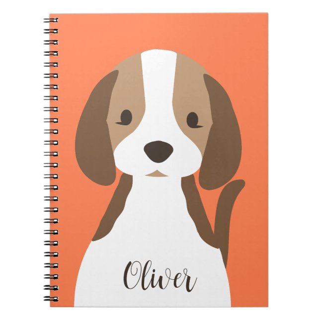 Cuaderno Retrato de perro marrón y blanco lindo (Frente)