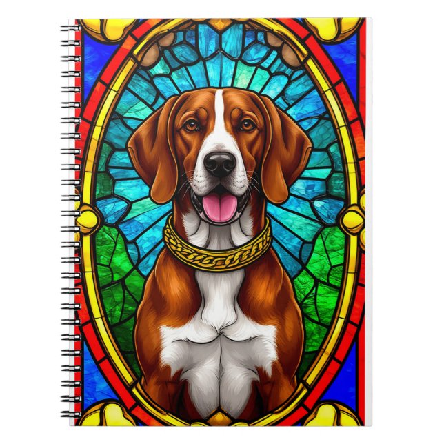 Cuaderno Retrato de perro regio con marco de oro lujoso (Frente)