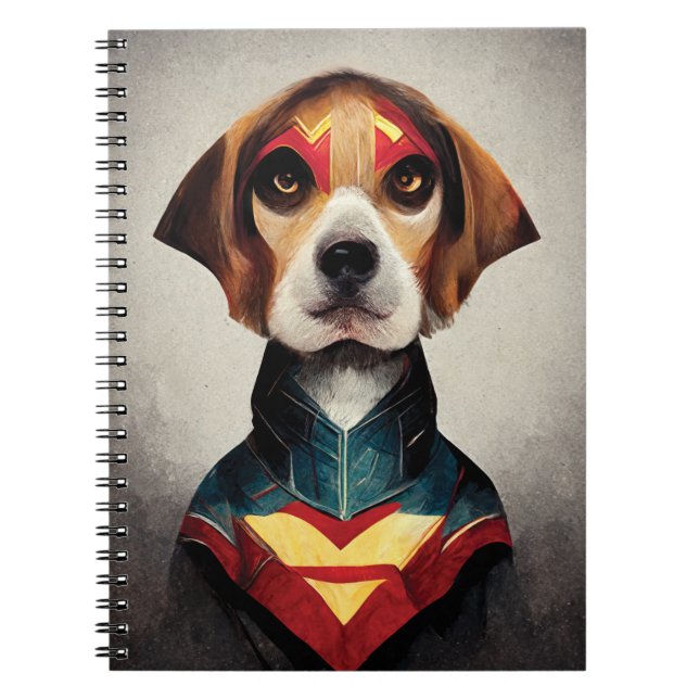 Cuaderno Retrato de perro superhéroe | Beagle (Frente)