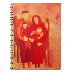 Cuaderno Retrato de pintura de arte contemporáneo de famili