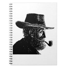 Cuaderno Retrato de punto y línea: anciano sabio fumando en