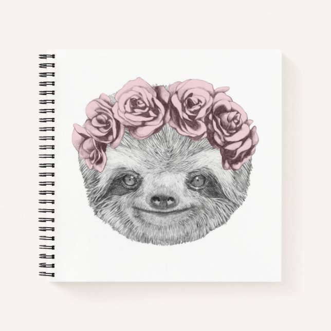 Cuaderno Retrato De Sloth | Floral Head Wreath (Anverso)
