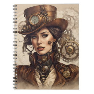 Cuaderno Retrato de Steampunk de una mujer en Victoria