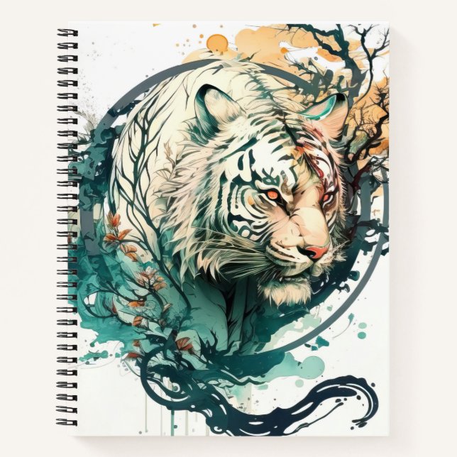 Cuaderno Retrato de tigres pintura animal vida silvestre al (Anverso)