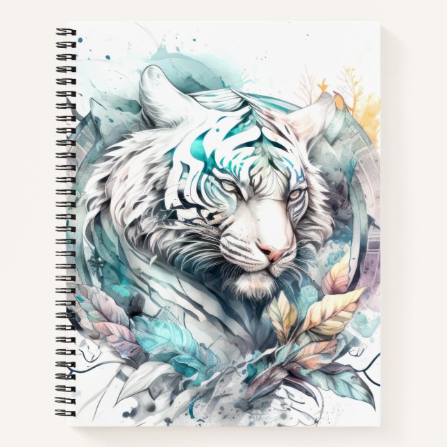 Cuaderno Retrato de tigres pintura animal vida silvestre al (Anverso)