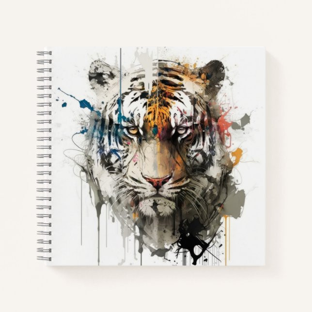 Cuaderno Retrato de tigres pintura animal vida silvestre al (Anverso)