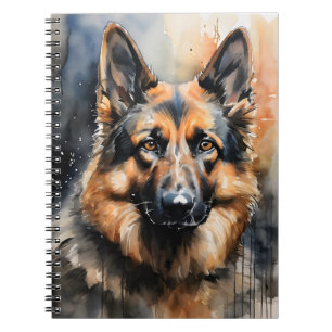 Cuaderno Retrato de tinta de pastor alemán