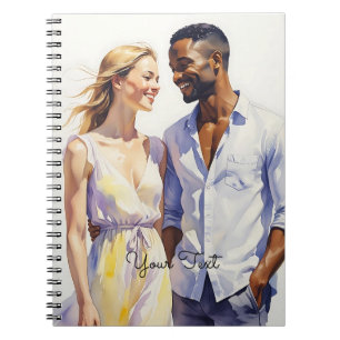 Cuaderno Retrato de verano de Pareja Interracial de Acuarel