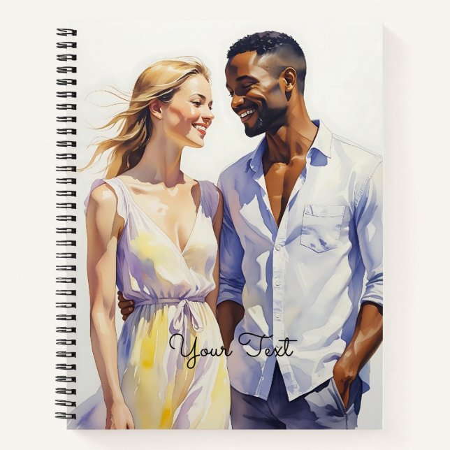 Cuaderno Retrato de verano de Pareja Interracial de Acuarel (Anverso)