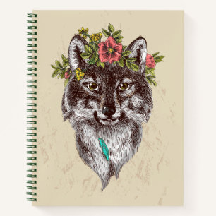 Cuaderno Retrato de Wolf Halo estilo Boho
