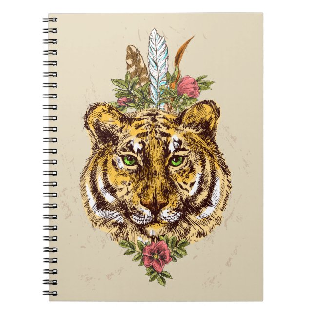 Cuaderno Retrato del estilo de Boho del tigre (Frente)