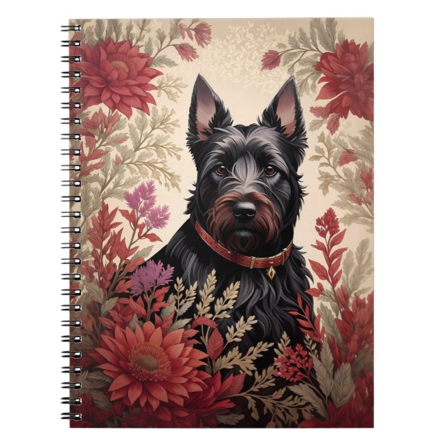 Cuaderno Retrato elegante de perro de terror escocés (Frente)