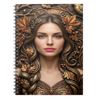 Cuaderno Retrato elegante del bosque en arte de bronce embo