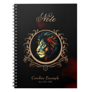 Cuaderno Retrato estilizado de cabeza de león en marco de M