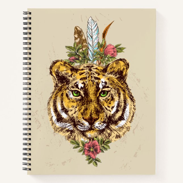 Cuaderno Retrato estilo Boho tigre (Anverso)