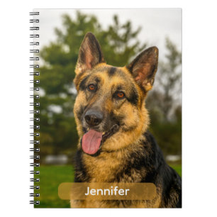 Cuaderno Retrato feliz del perro pastor alemán