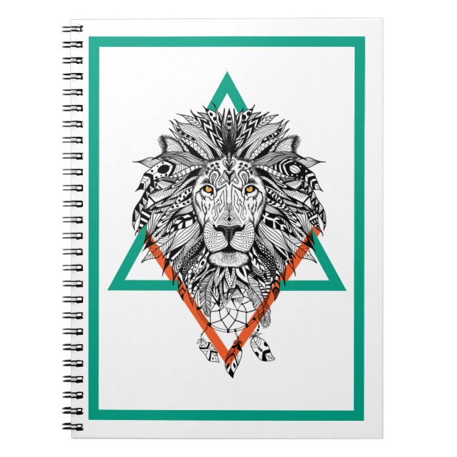 Cuaderno Retrato geométrico azteca del león (Frente)