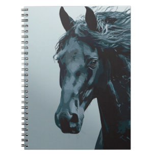 Cuaderno Retrato majestuoso de caballo negro