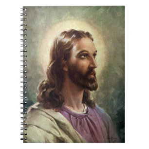 Cuaderno Retrato religioso vintage de Jesucristo con aureol