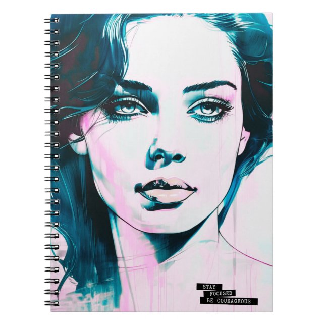 Cuaderno Retrato Rosa Mantén la Concentración, Sé Valiente (Frente)