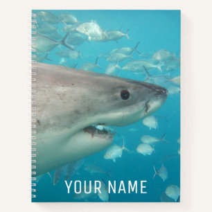 Cuaderno Retrato Subacuático de Tiburón Blanco Grande Perso
