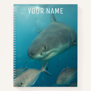 Cuaderno Retrato Subacuático de Tiburón Blanco Grande Perso