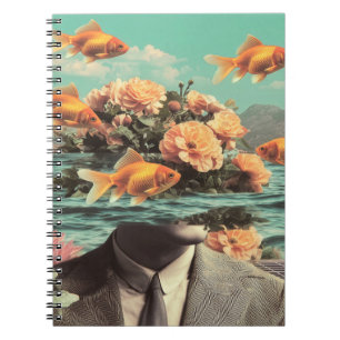 Cuaderno Retrato Surrealista con Flores de Goldfish y Océan