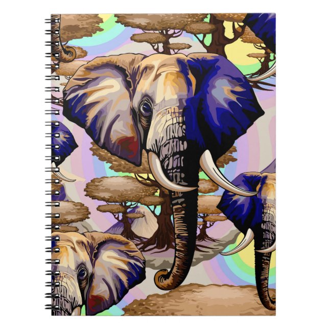 Cuaderno Retrato surrealista de elefante africano (Frente)