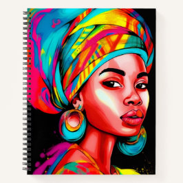 Cuaderno Retrato vibrante con envoltura de cabeza colorida