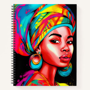 Cuaderno Retrato vibrante con envoltura de cabeza colorida
