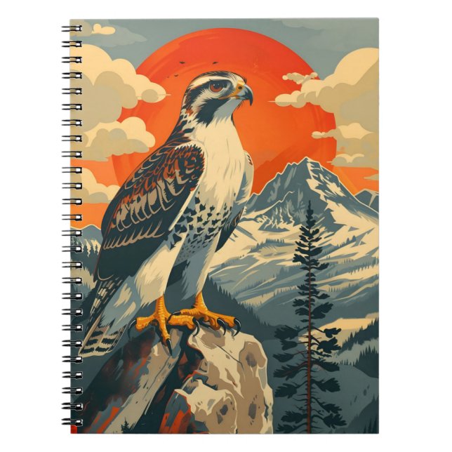 Cuaderno Retrato vintage del Goshawk estadounidense (Frente)