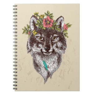 Cuaderno Retrato Wolf Halo estilo Boho