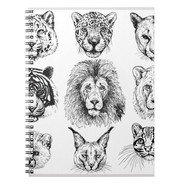 Cuaderno Retratos de animales dibujados a mano (Frente)