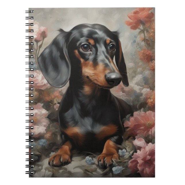 Cuaderno Retratos de raza de perro de flores 10 (Frente)