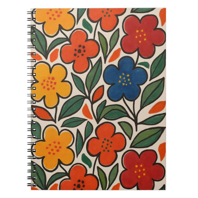 Cuaderno Retro 1960s Style Floral Pattern (Frente)