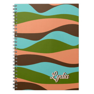 Cuaderno Retro 1970 Abstract Stripes Add Name