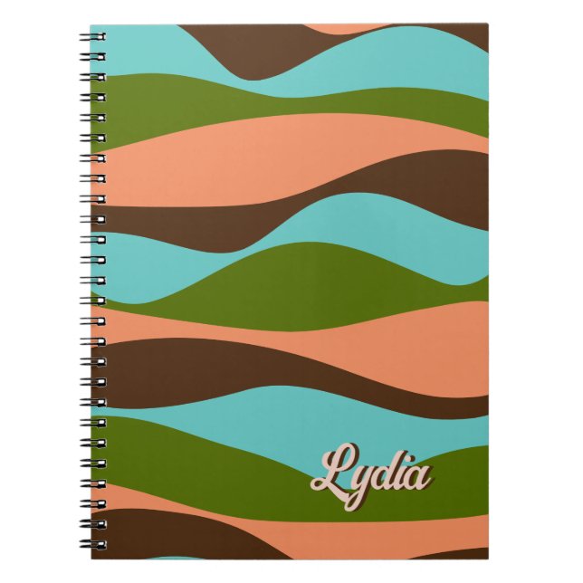 Cuaderno Retro 1970 Abstract Stripes Add Name (Frente)