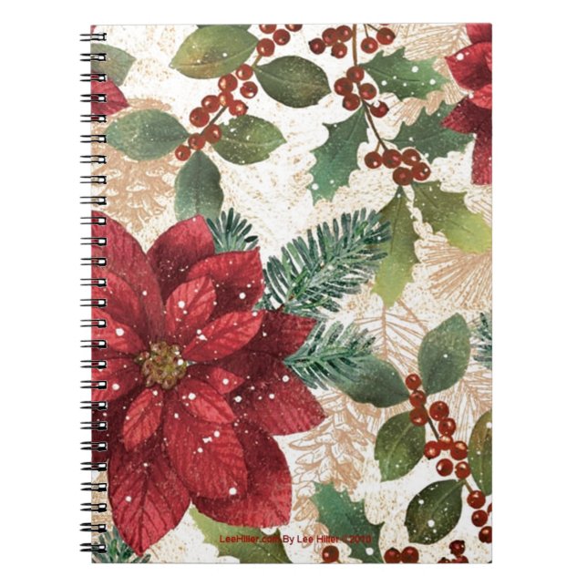 Cuaderno Retro 50 Poinsettia Crema Verde Rojo (Frente)