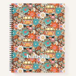 Cuaderno RETRO 70s 60s Hippy Sentimiento Groovy Nombre Flor