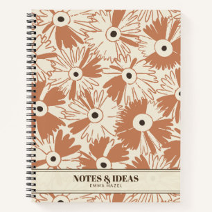 Cuaderno Retro 70s Flor Silvestre y Personalizado con Lunar