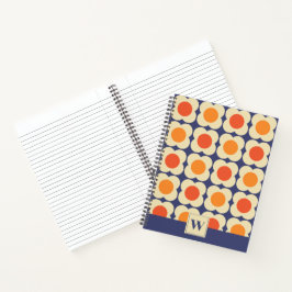 Cuaderno Retro 70s Scandi Flowers - Orange on Navy Blue