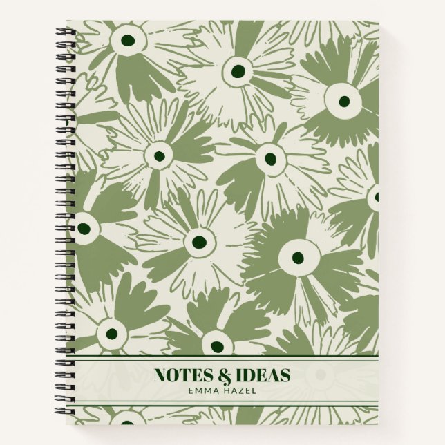 Cuaderno Retro 70s Wildflower & Polka Dot Personalized (Anverso)