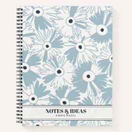 Cuaderno Retro 70s Wildflower & Polka Dot Personalized Blue